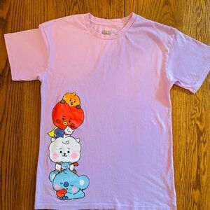 BT21 Stacked Korean Character Graphic Tee - Light Pink/purple